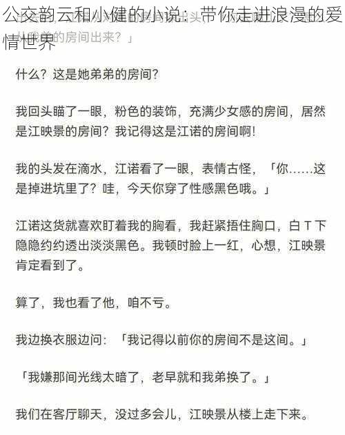 公交韵云和小健的小说：带你走进浪漫的爱情世界