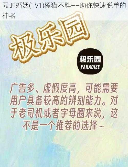 限时婚姻(1V1)橘猫不胖——助你快速脱单的神器