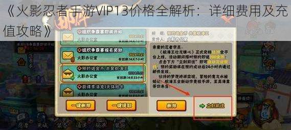 《火影忍者手游VIP13价格全解析：详细费用及充值攻略》