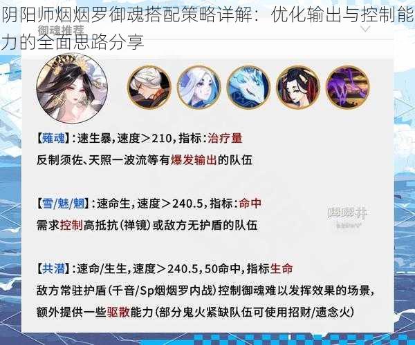 阴阳师烟烟罗御魂搭配策略详解：优化输出与控制能力的全面思路分享