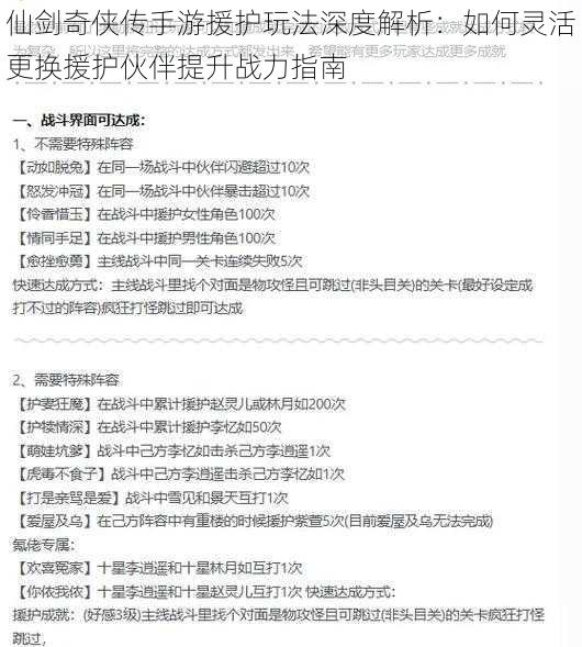 仙剑奇侠传手游援护玩法深度解析：如何灵活更换援护伙伴提升战力指南