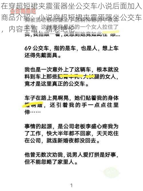 在穿超短裙夹震蛋器坐公交车小说后面加入商品介绍：小说穿超短裙夹震蛋器坐公交车，内容丰富，精彩绝伦